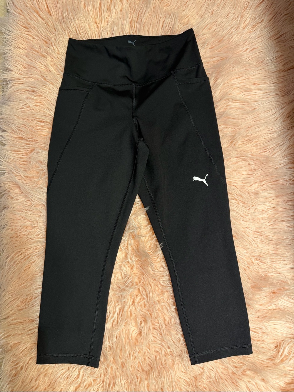Puma Black Capri Leggings with White Puma Logo
